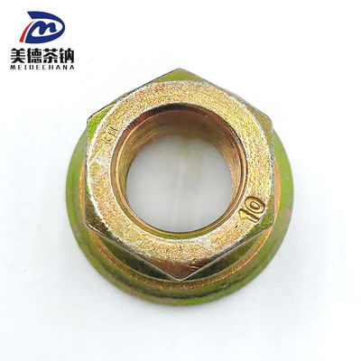 Rueda trasera de acero Hexagonal Flange Soldadura Autobloqueador de tuercas con revestimiento galvanizado